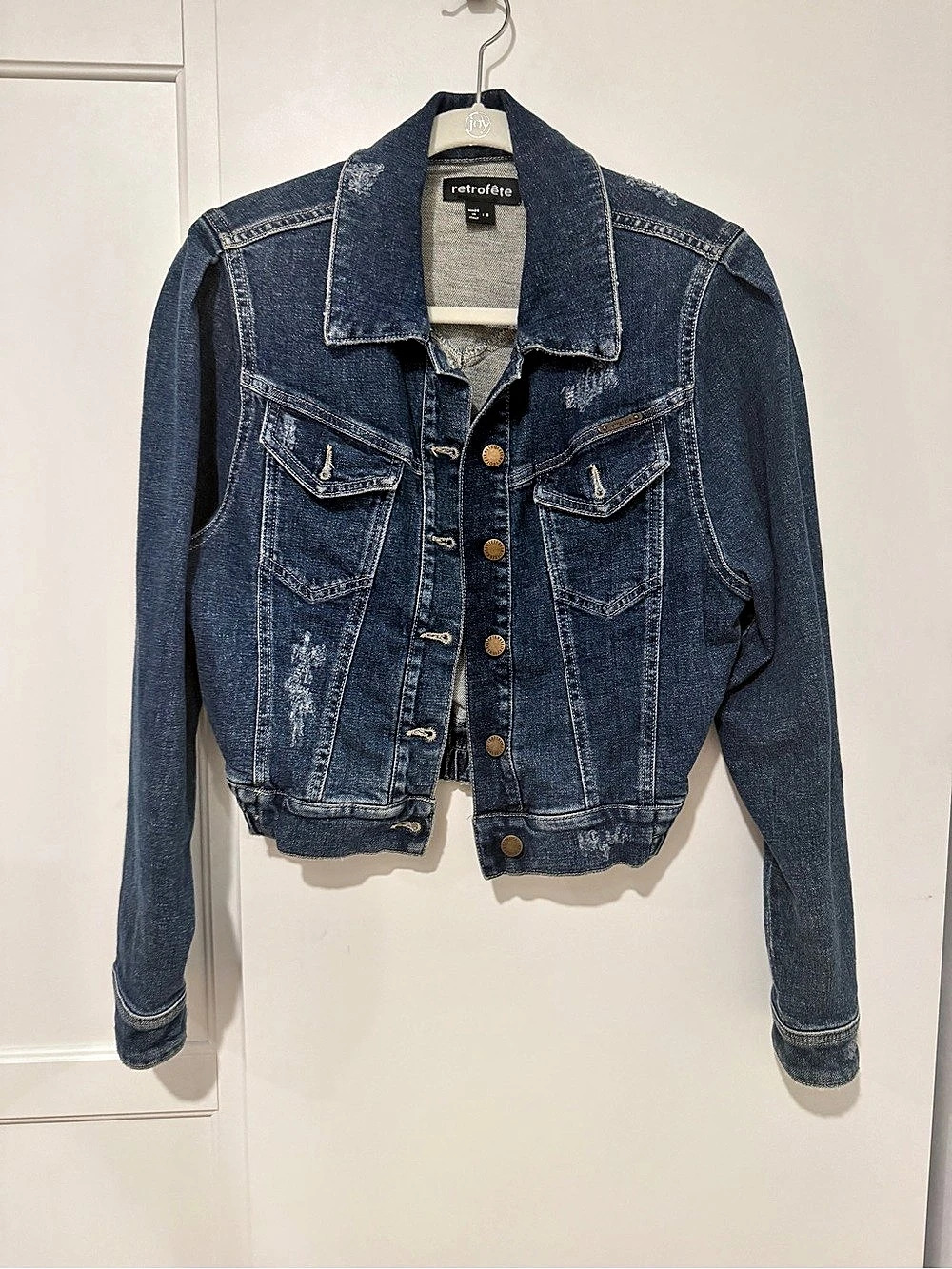 Retrofete Destiny Jacket Cropped Denim Blue Size Small